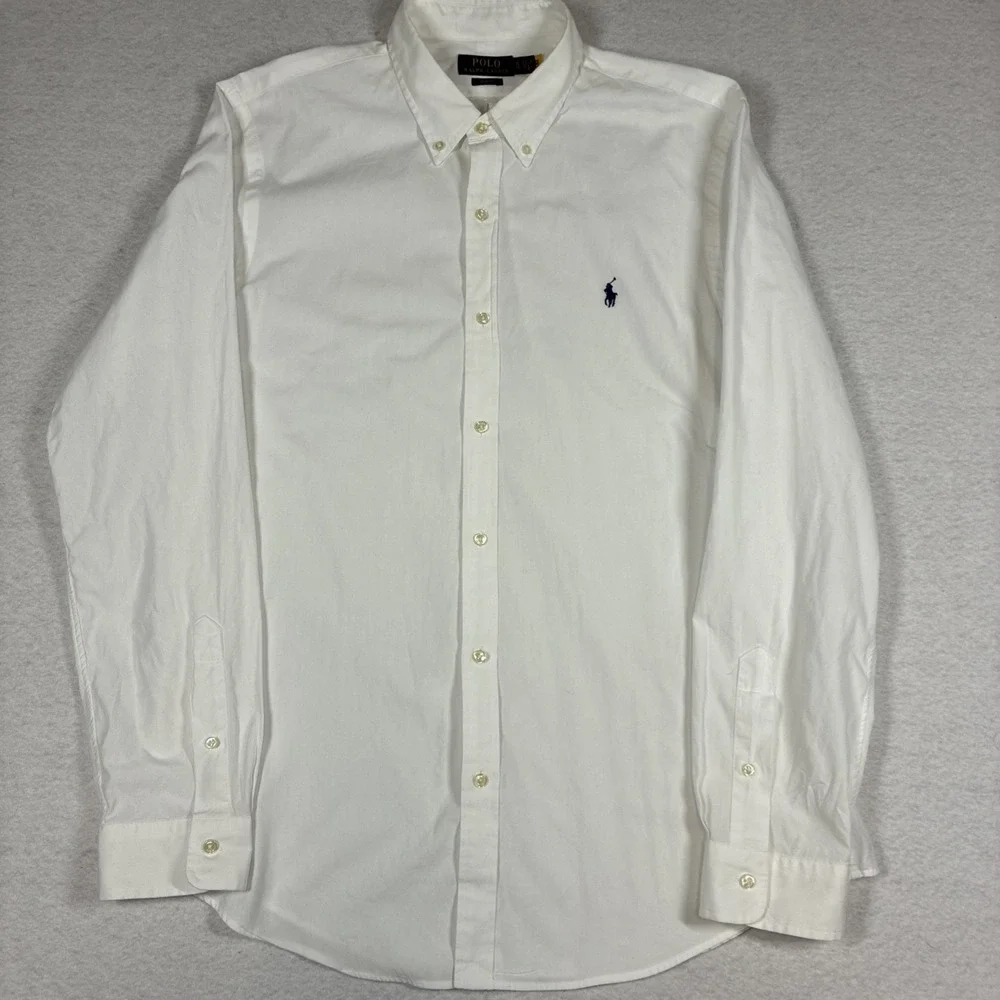 Polo Ralph Lauren Mens Slim Fit Poplin Shirt Long Sleeve White Classic Preppy